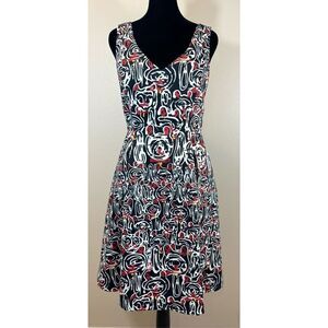 Adolfo Dominguez Abstract Open Back Sleeveless Women's Midi Dress Small